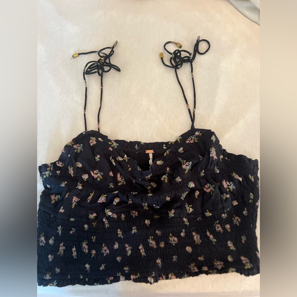 Free People Floral Black Women's Top